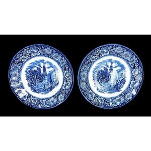 Vintage 70s Liberty Blue Historic Colonial Scenes Old North Church Two Plates